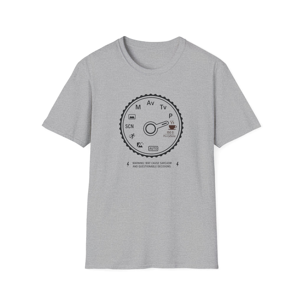 Pre-caffeine Camera Mode Dial T-shirt