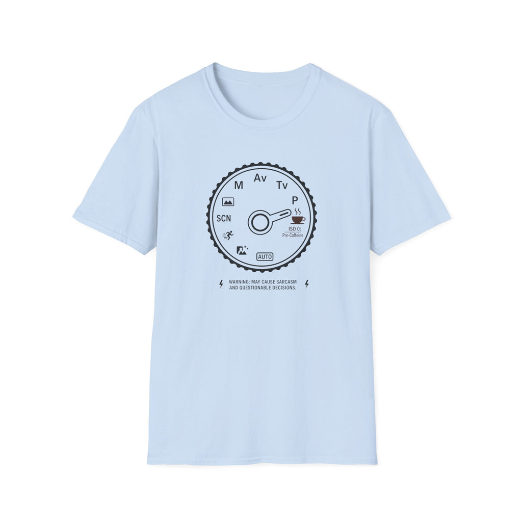 Pre-caffeine Camera Mode Dial T-shirt