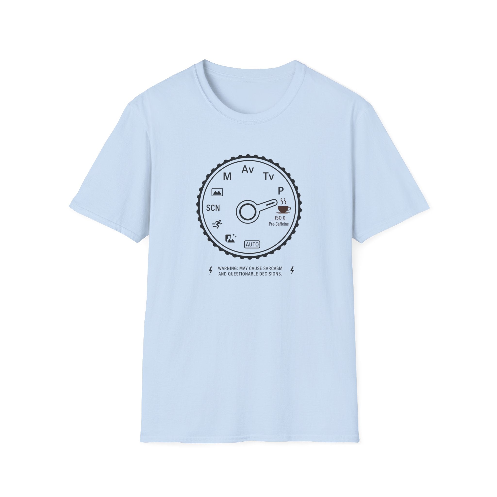 Pre-caffeine Camera Mode Dial T-shirt