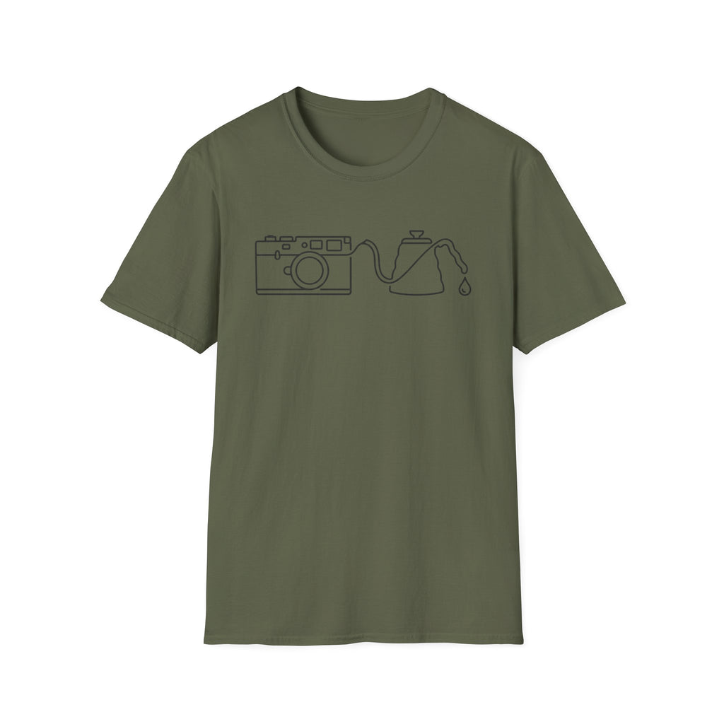 Camera Coffee Line Art T-Shirt