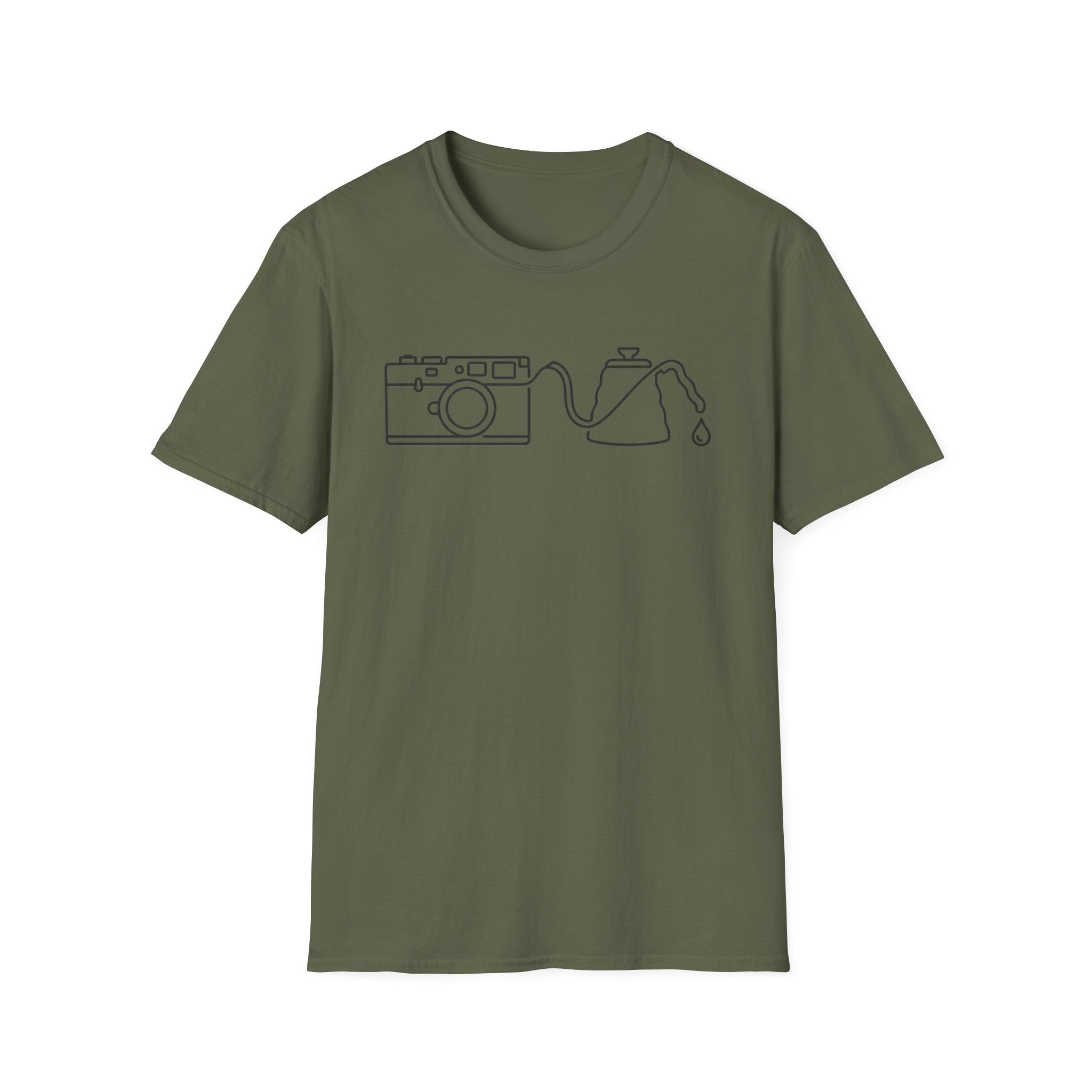 Camera Coffee Line Art T-Shirt