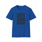Coffee, Camera, Chaos T-shirt