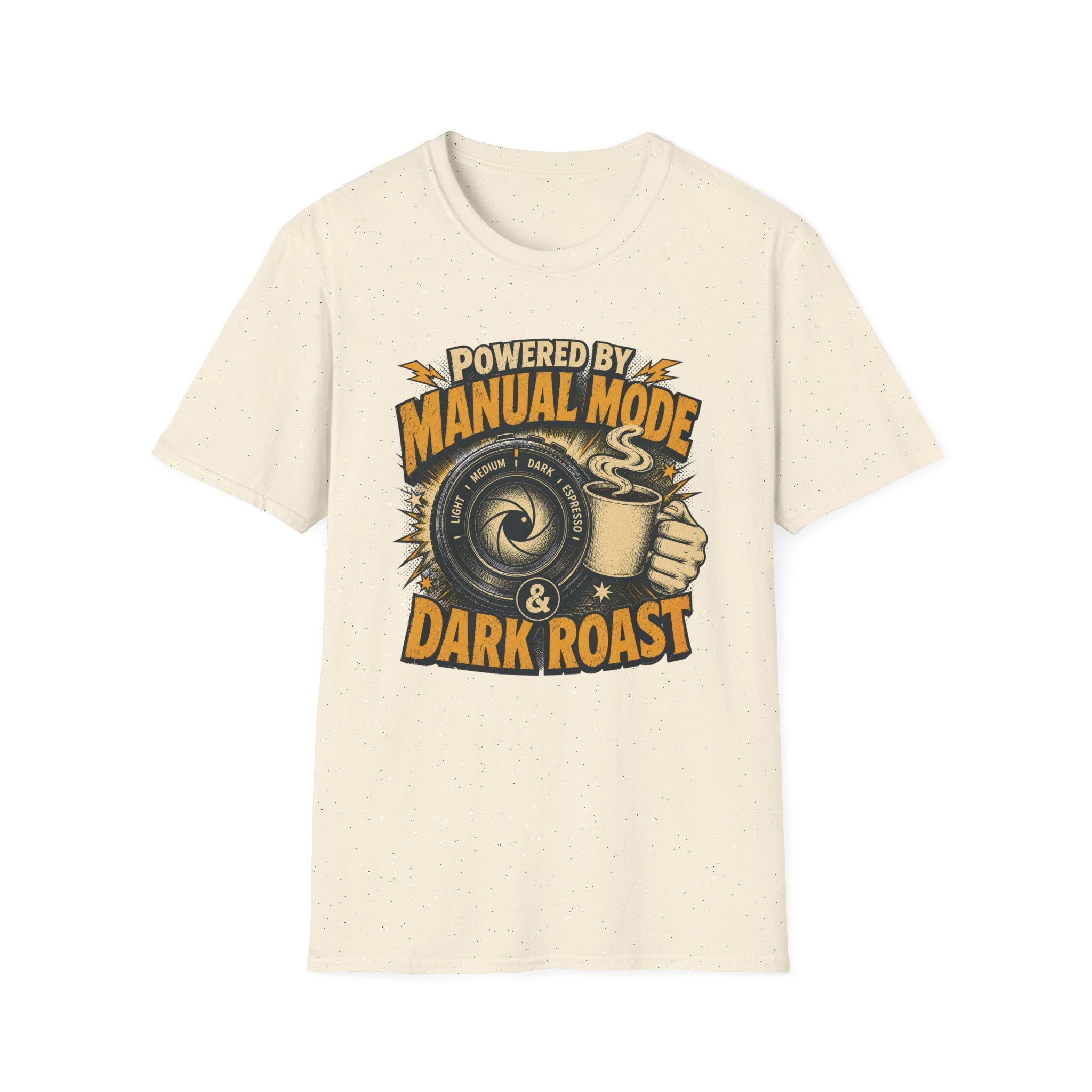 Powered by Manual Mode Coffee T-Shirt