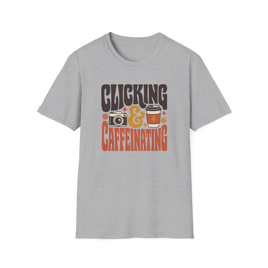 Clicking & Caffeinating in Retro Style T-shirt