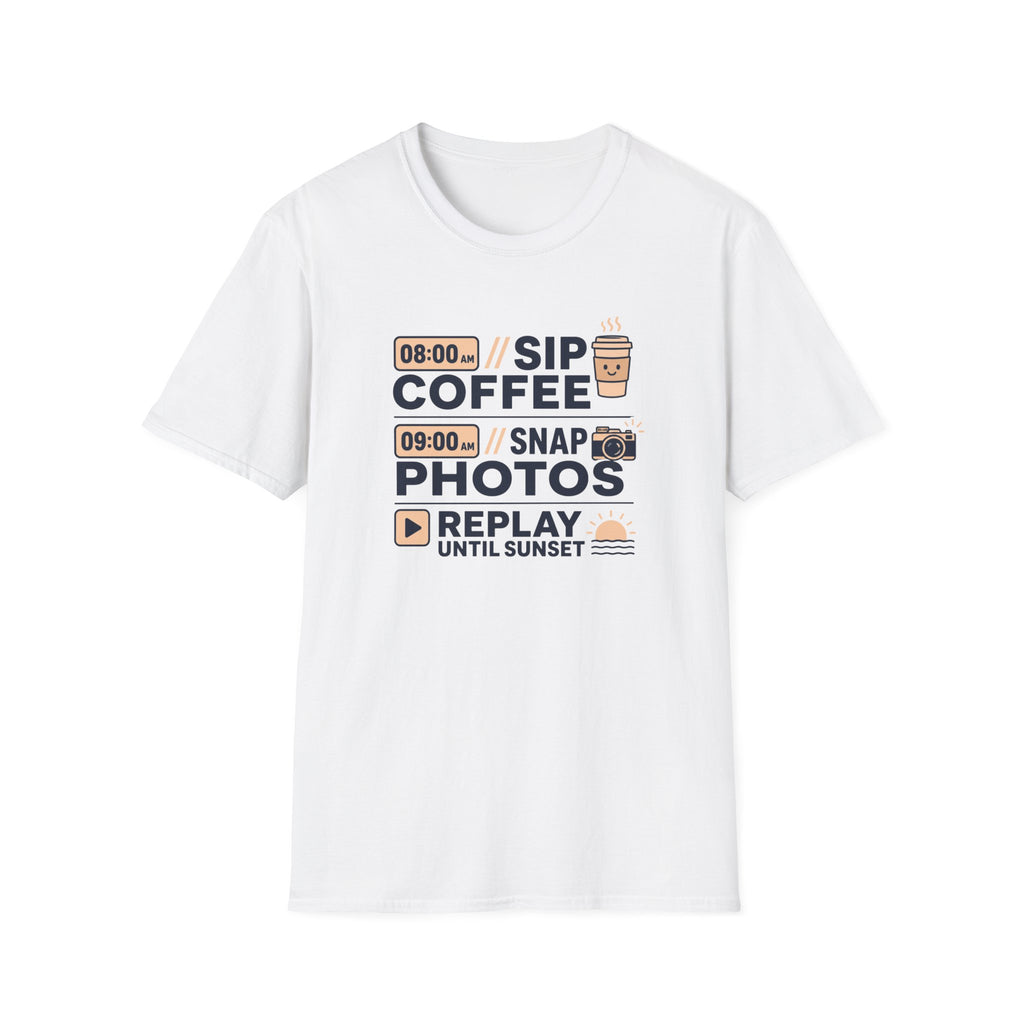Morning Coffee, Photos, & Sunset Vibes T-shirt