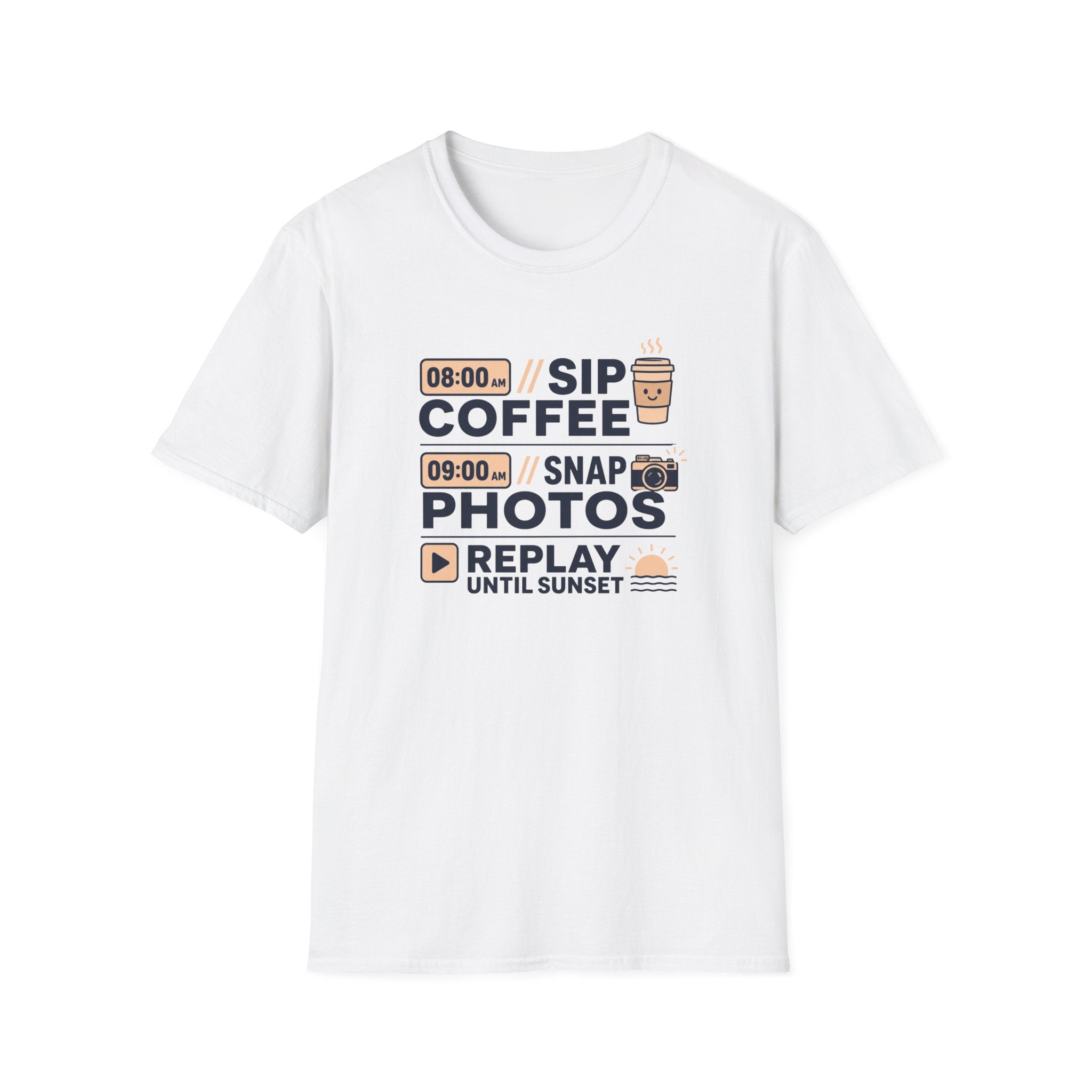 Morning Coffee, Photos, & Sunset Vibes T-shirt