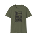 Coffee, Camera, Chaos T-shirt