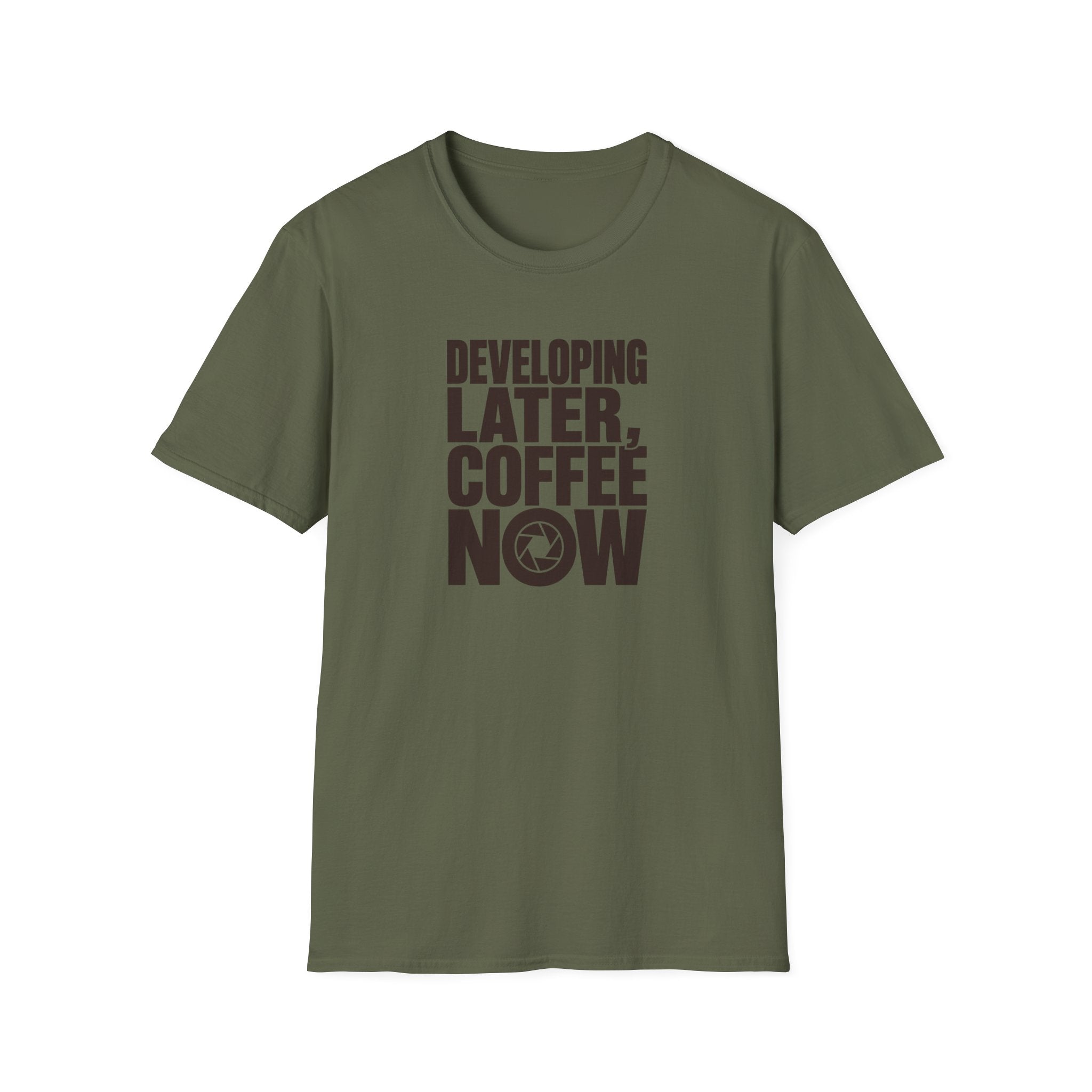 Developing Later Coffee Now T-shirt