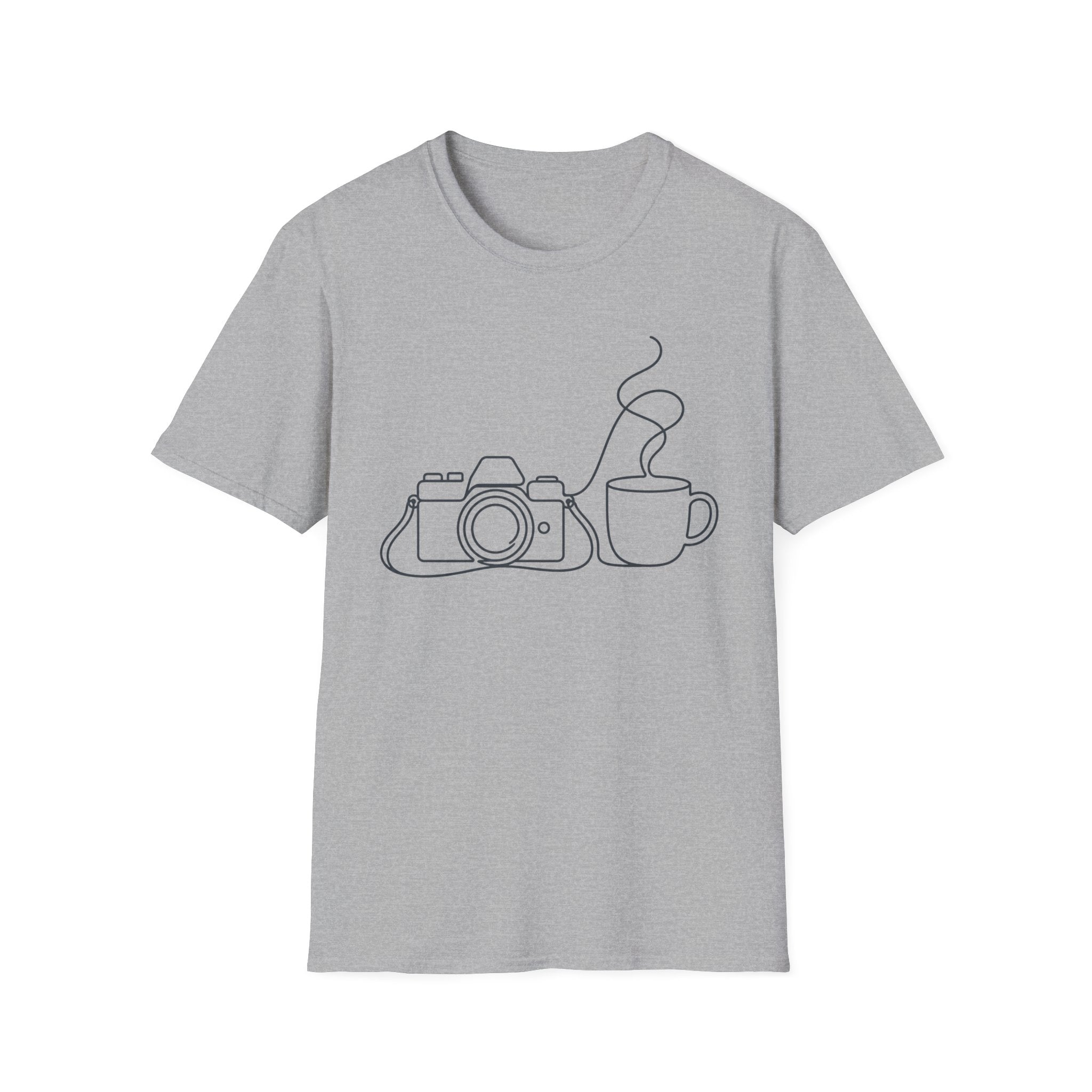 Camera & Cup Line Art T-Shirt
