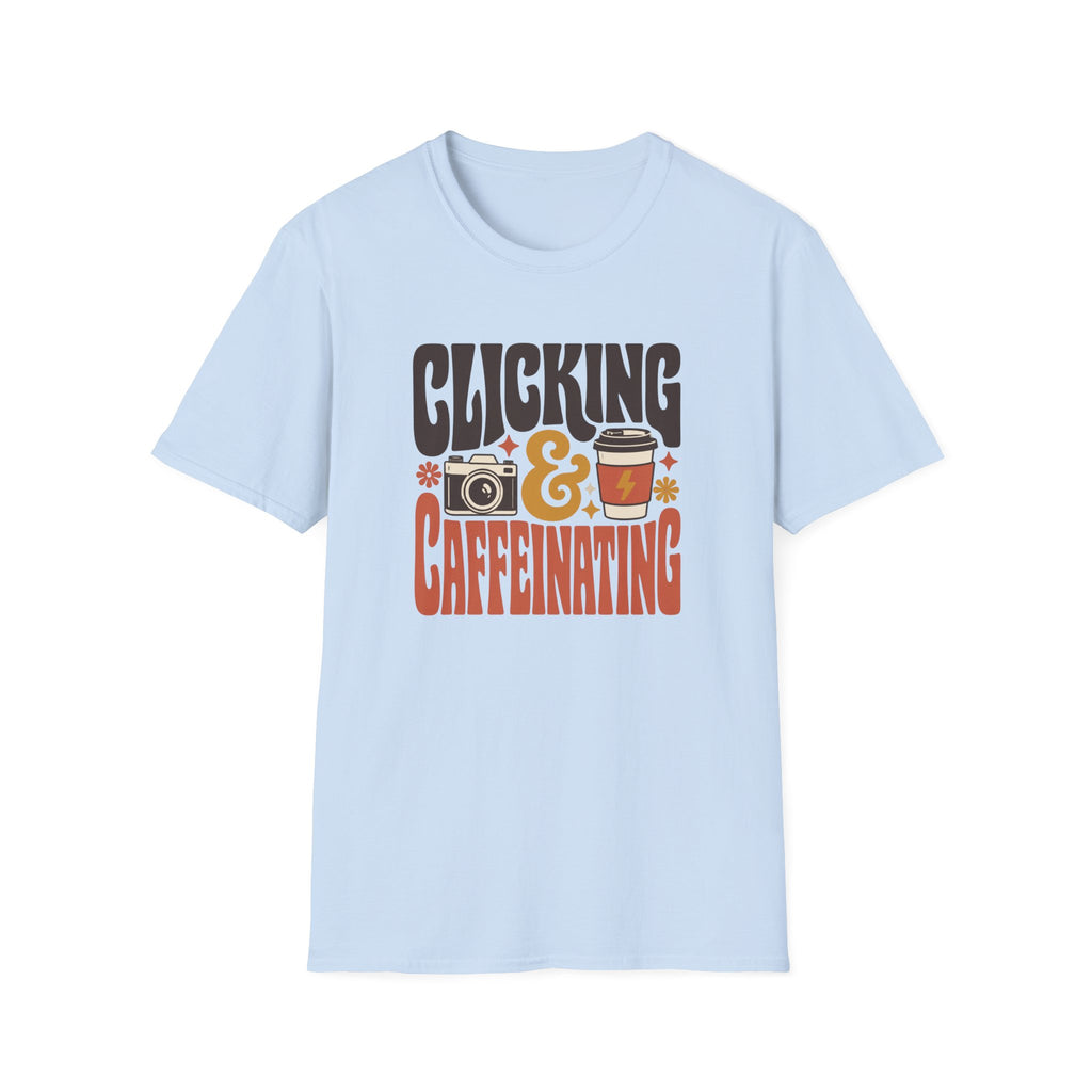 Clicking & Caffeinating in Retro Style T-shirt