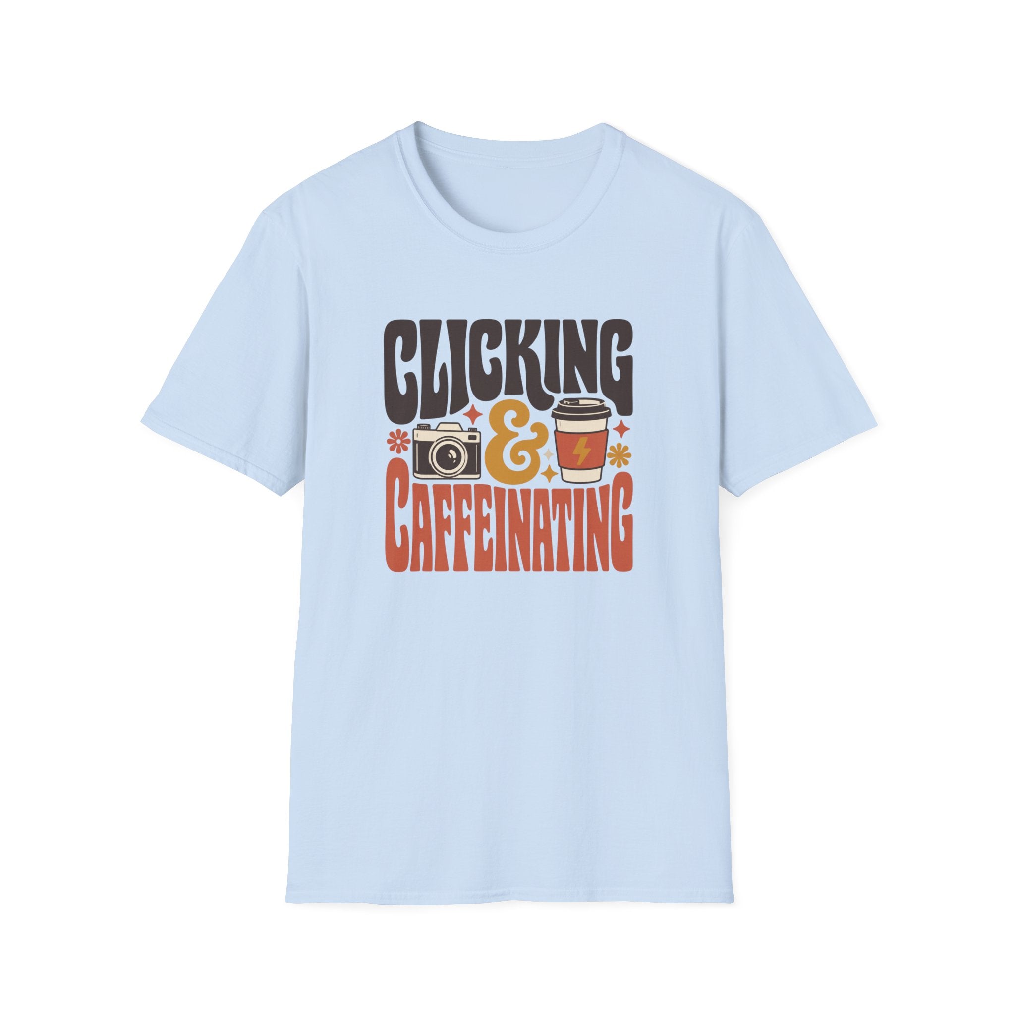 Clicking & Caffeinating in Retro Style T-shirt