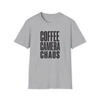 Coffee, Camera, Chaos T-shirt