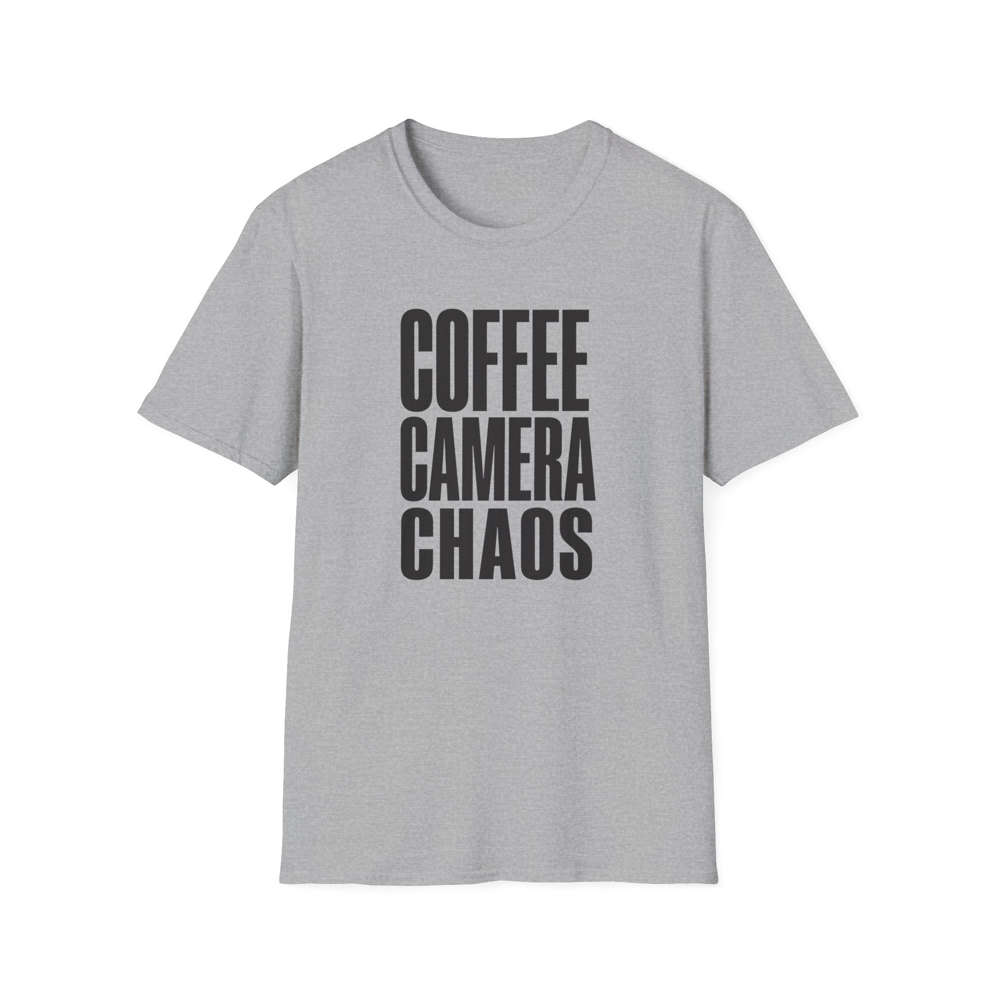 Coffee, Camera, Chaos T-shirt