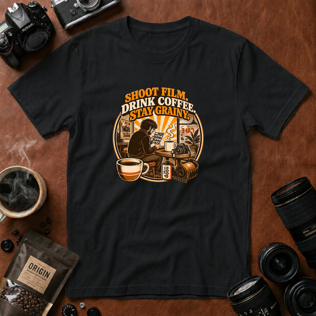 Shoot Film Drink Coffee Stay Grainy T-Shirt