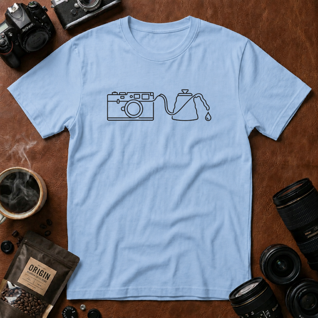 Camera Coffee Line Art T-Shirt