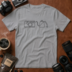 Camera Coffee Line Art T-Shirt