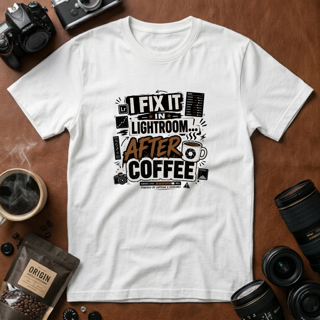 I Fix it in Lightroom After Coffee T-Shirt