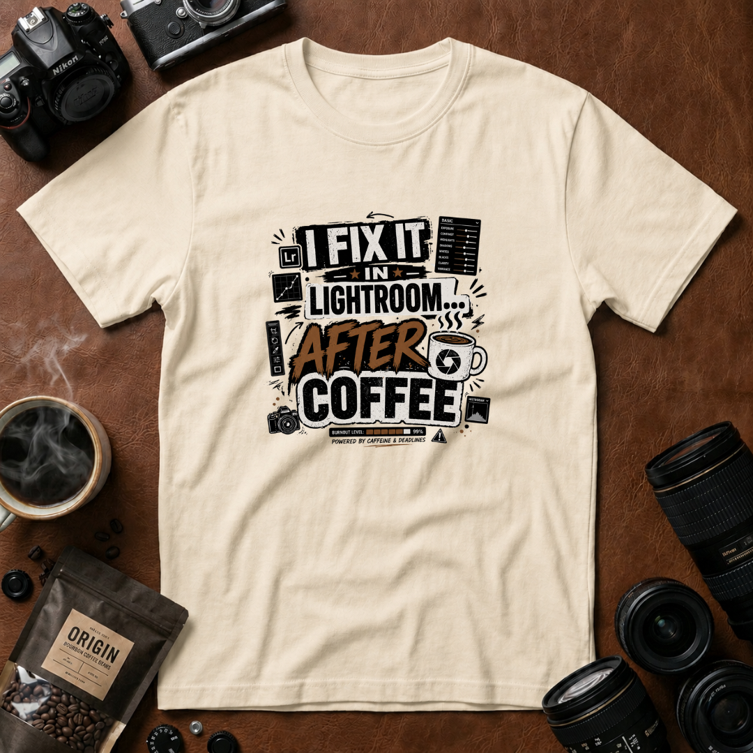 I Fix it in Lightroom After Coffee T-Shirt