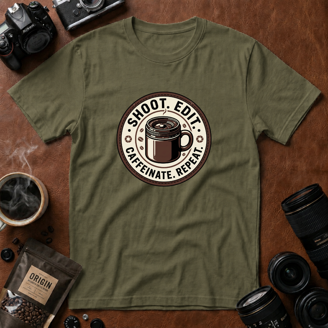 Shoot Edit Caffeinated Repeat T-Shirt