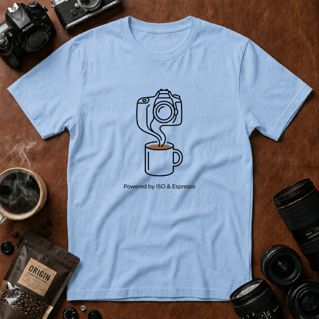 Powered by ISO & Espresso T-Shirt (Variation B)