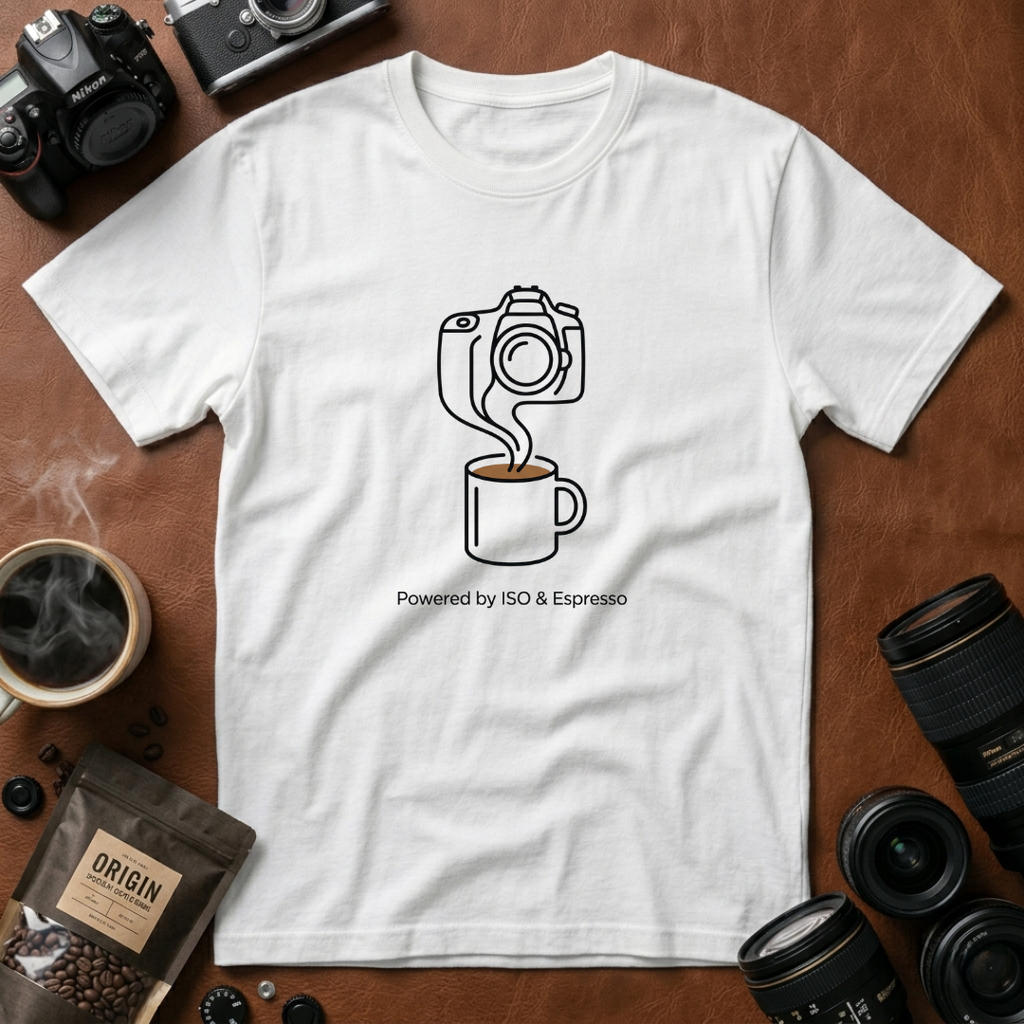 Powered by ISO & Espresso T-Shirt (Variation B)