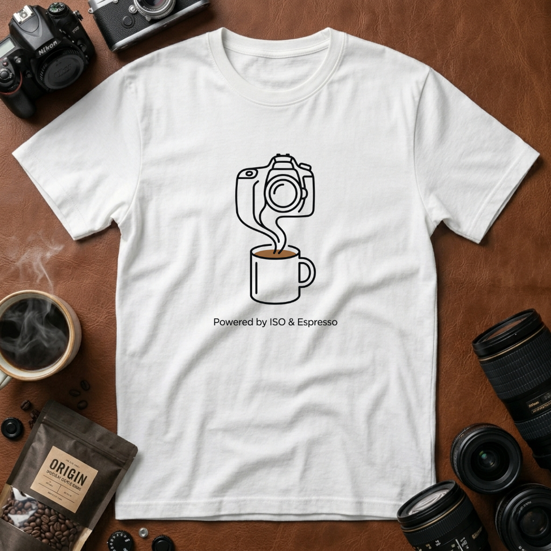 Powered by ISO & Espresso T-Shirt (Variation B)