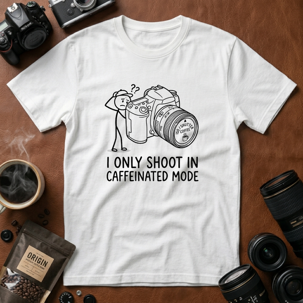 I Only Shoot in Caffeinated Mode T-Shirt (Variation A)