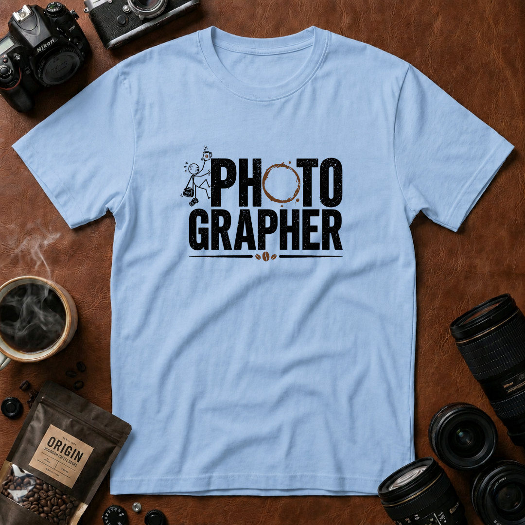 Coffee Stain Photographer T-Shirt (Variation A)