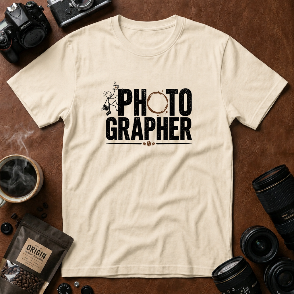 Coffee Stain Photographer T-Shirt (Variation A)