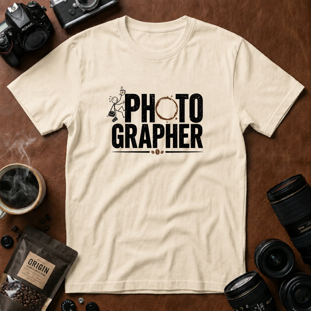 Coffee Stain Photographer T-Shirt (Variation A)