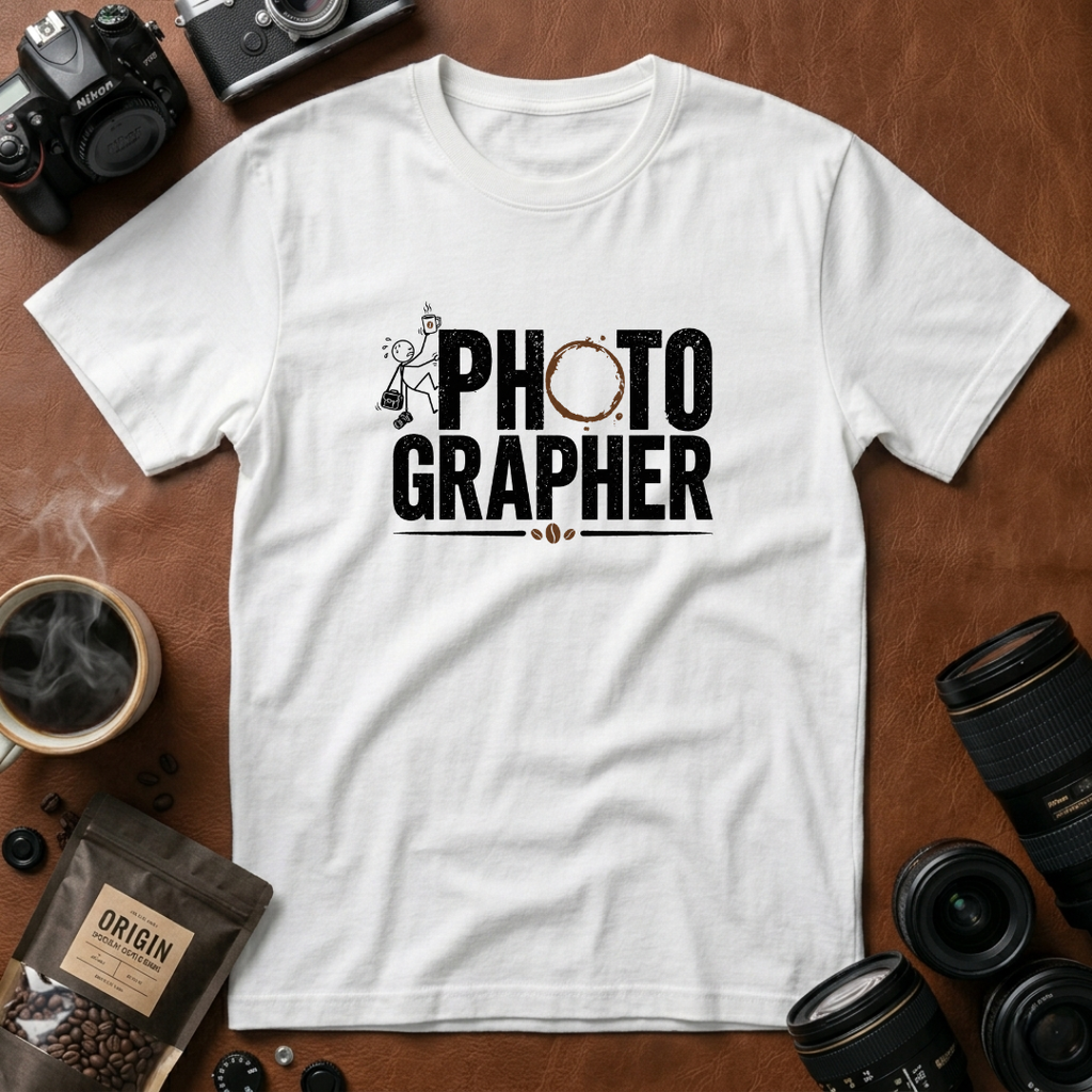 Coffee Stain Photographer T-Shirt (Variation A)