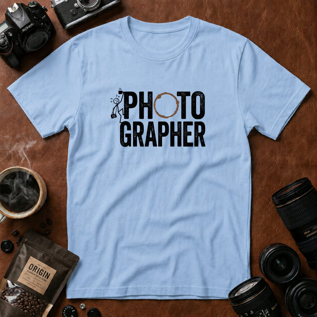 Coffee Stain Photographer T-Shirt (Variation B)