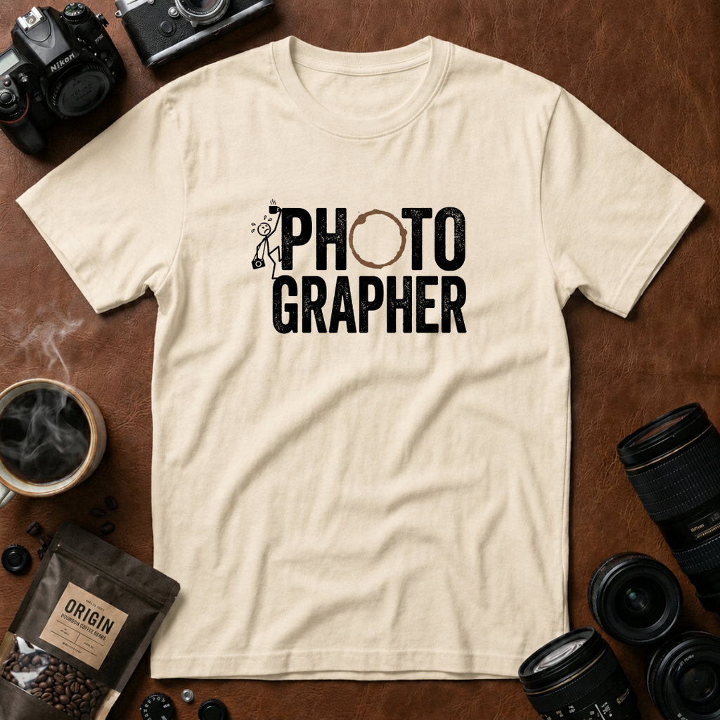 Coffee Stain Photographer T-Shirt (Variation B)