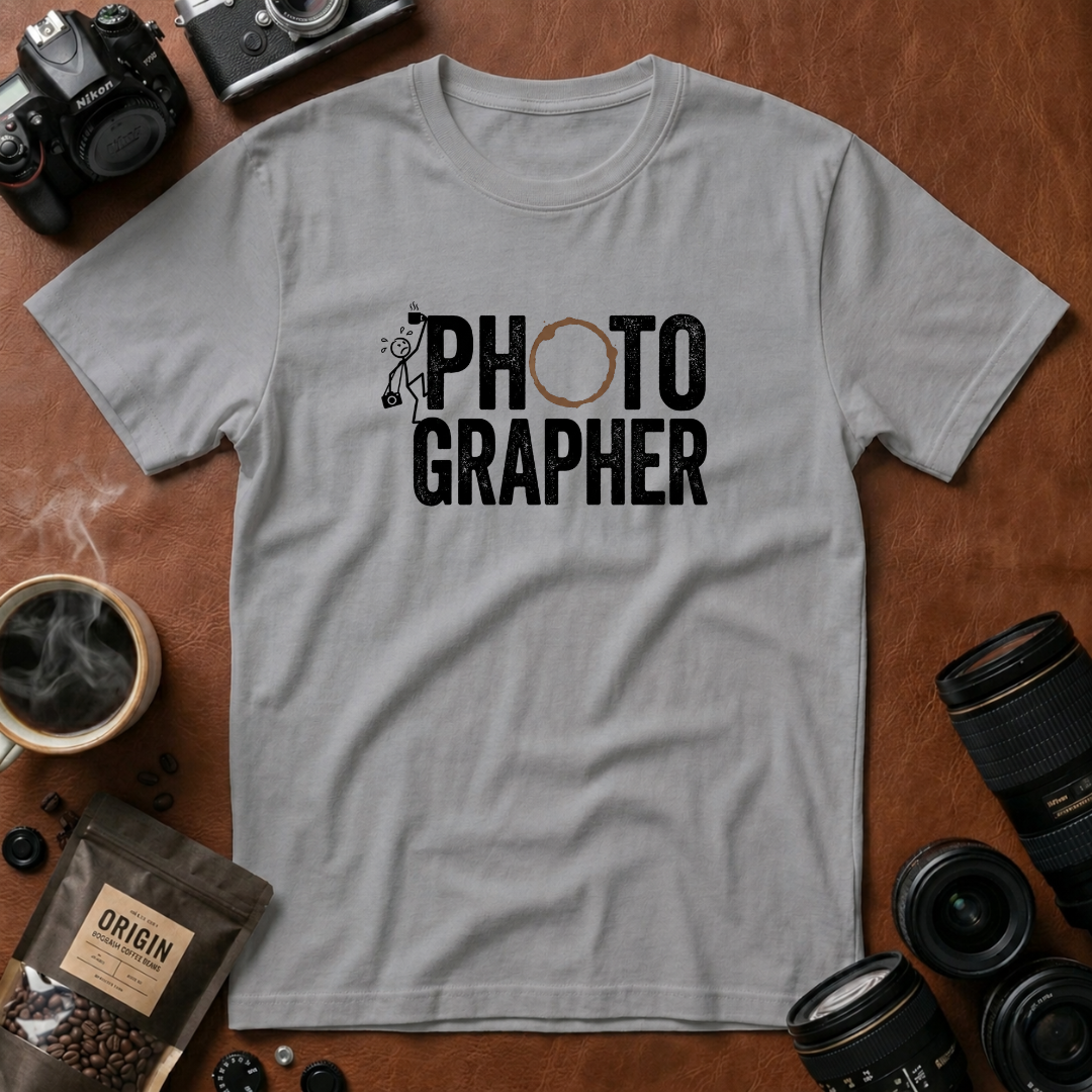 Coffee Stain Photographer T-Shirt (Variation B)