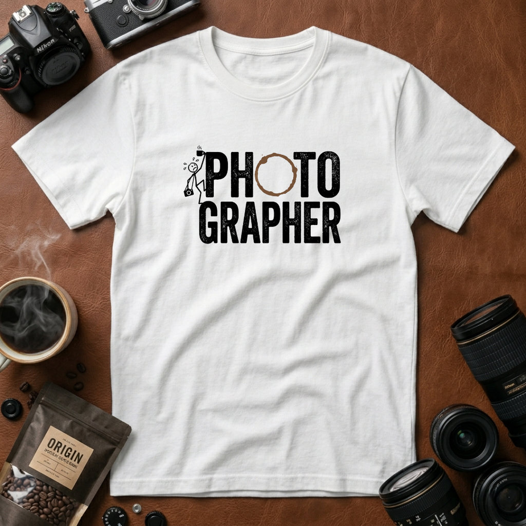 Coffee Stain Photographer T-Shirt (Variation B)