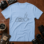 Camera & Cup Line Art T-Shirt