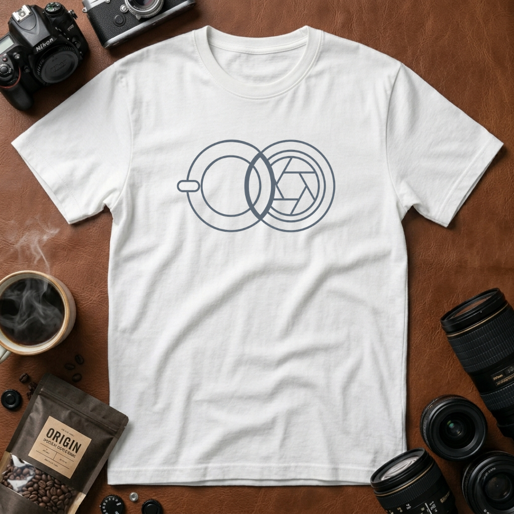 Geometric Cup & Lens Line T-Shirt