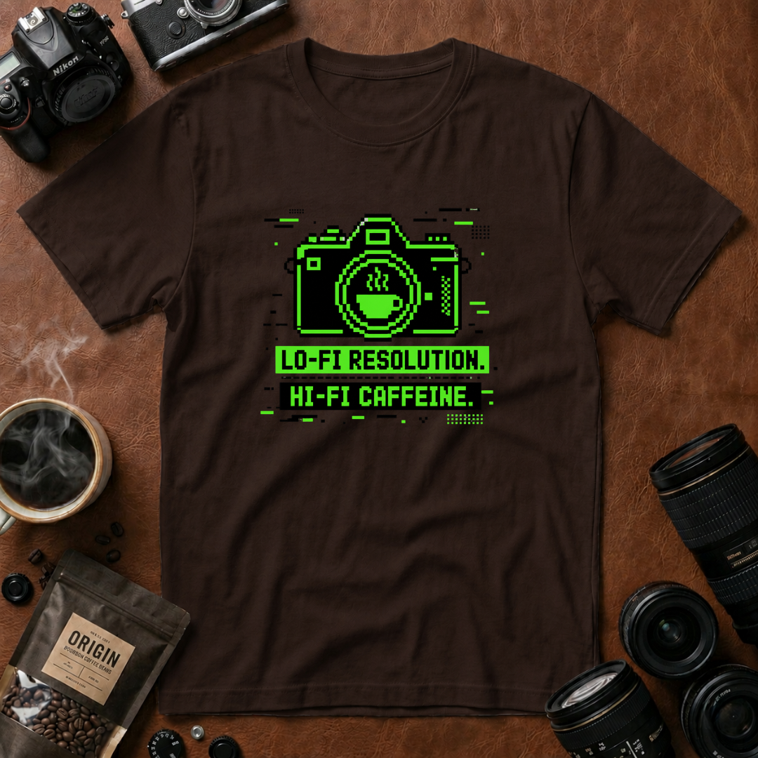 Lo-fi Resolution Hi-Fi Caffeine T-shirt