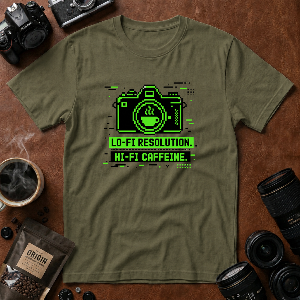 Lo-fi Resolution Hi-Fi Caffeine T-shirt