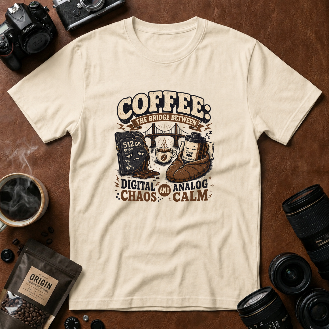 Coffee The Bridge Between Digital Chaos and Analog Calm T-shirt