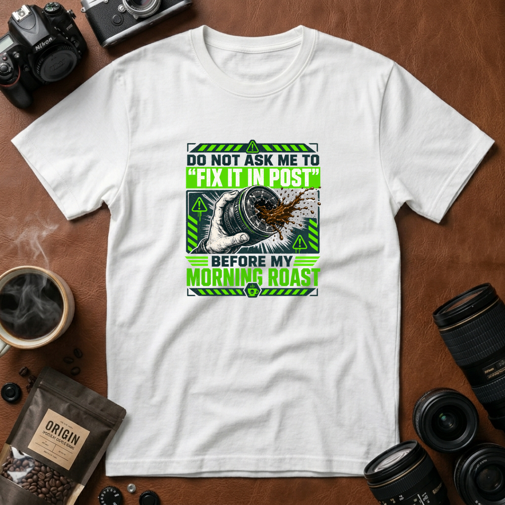 Do Not Ask Me To Fix It in Post Before My Morning Roast T-shirt