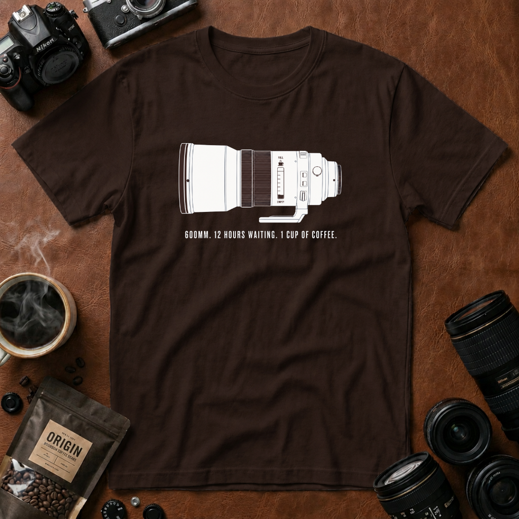 Telephoto Lens With Coffee Motif T-shirt