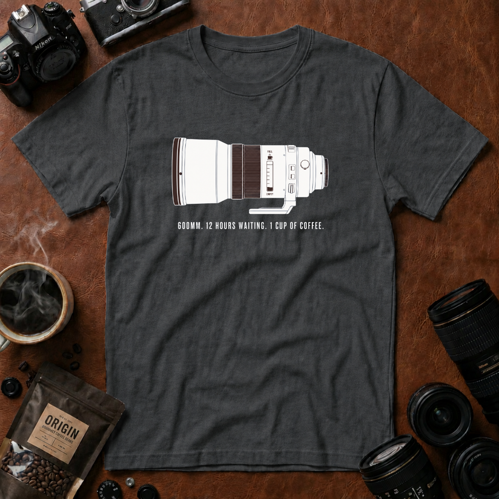 Telephoto Lens With Coffee Motif T-shirt