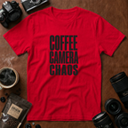 Coffee, Camera, Chaos T-shirt