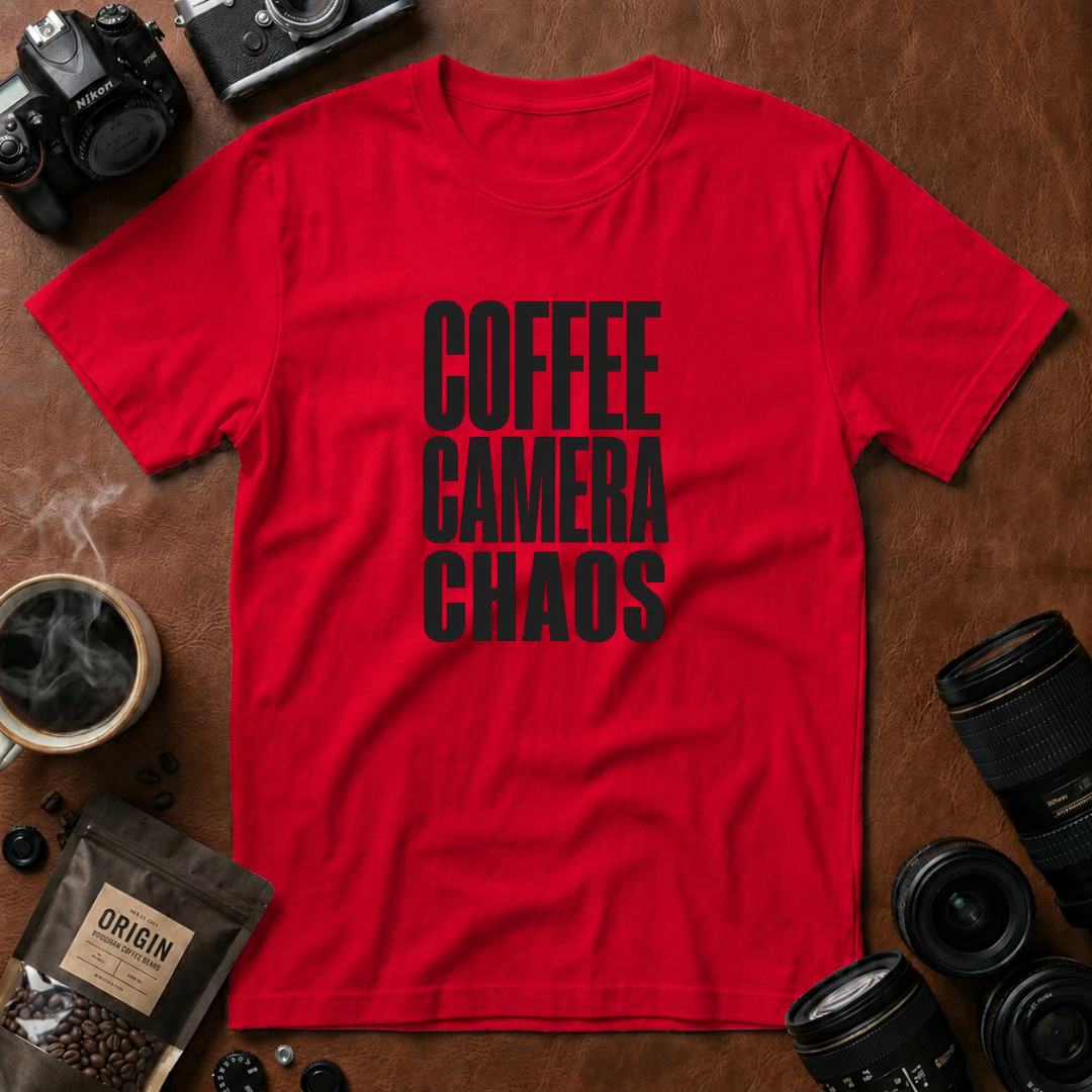 Coffee, Camera, Chaos T-shirt