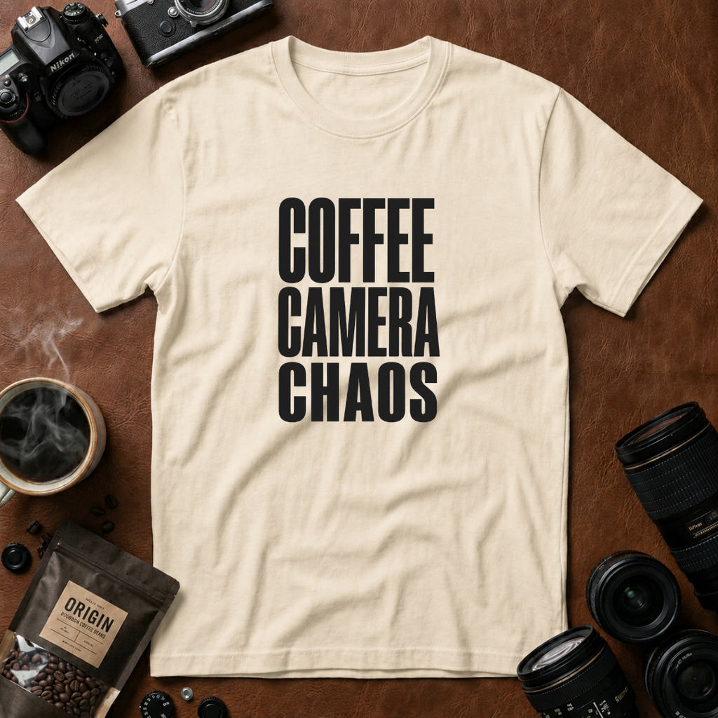 Coffee, Camera, Chaos T-shirt