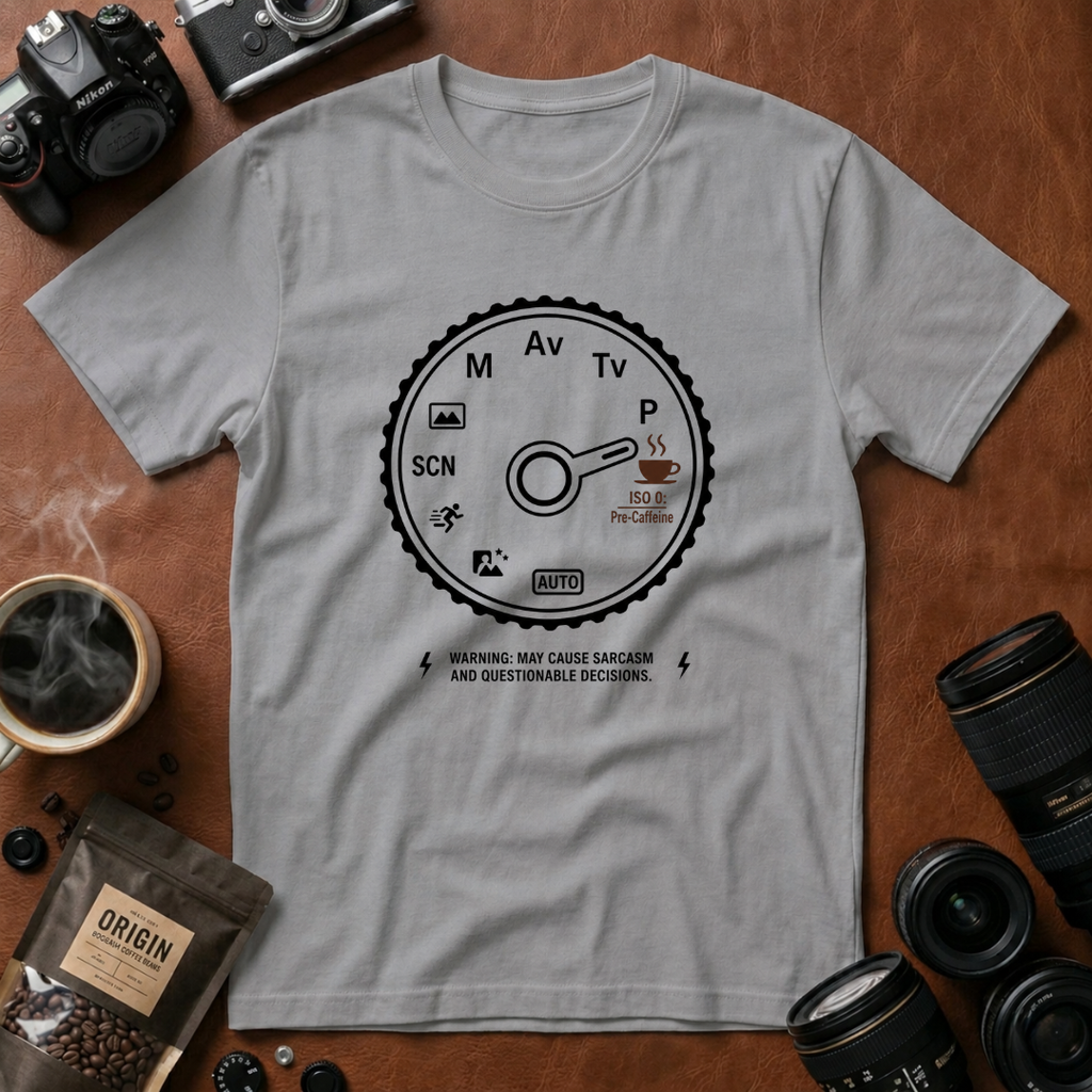 Pre-caffeine Camera Mode Dial T-shirt