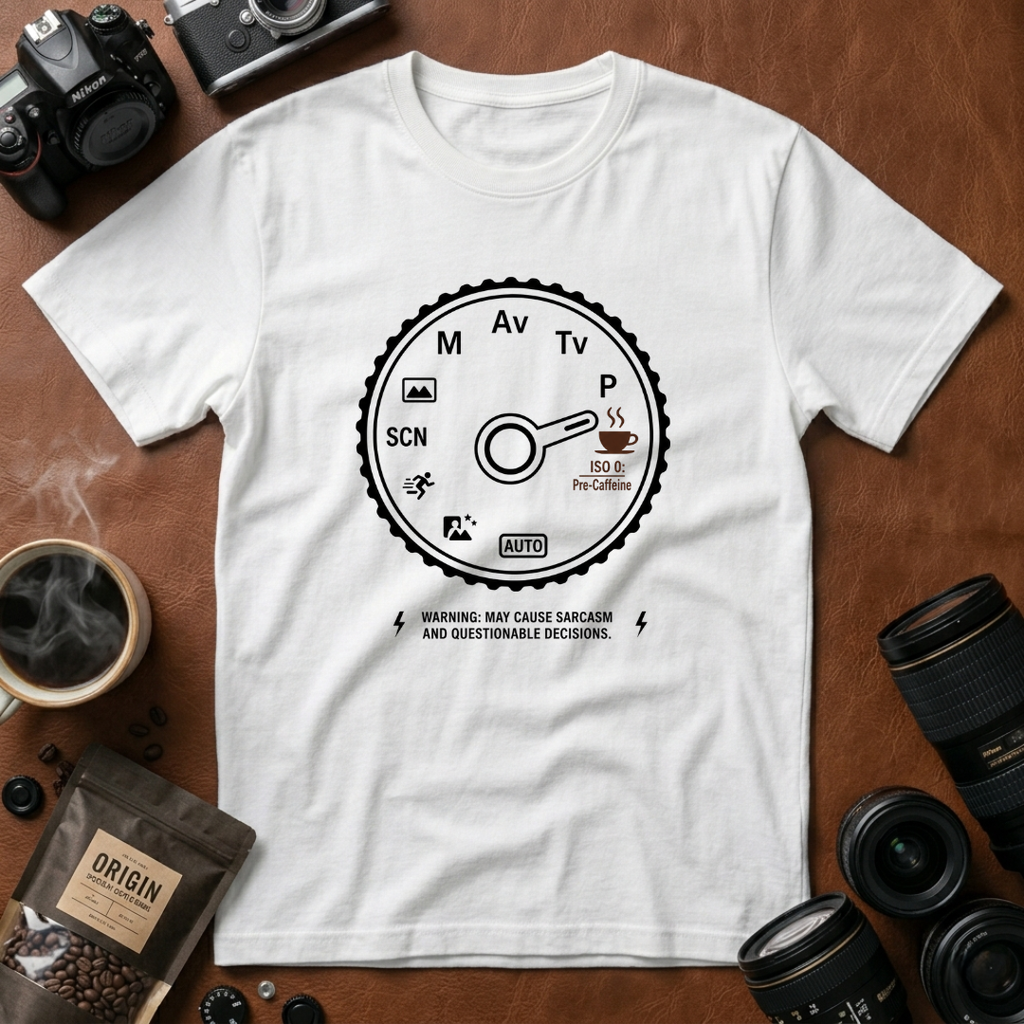Pre-caffeine Camera Mode Dial T-shirt