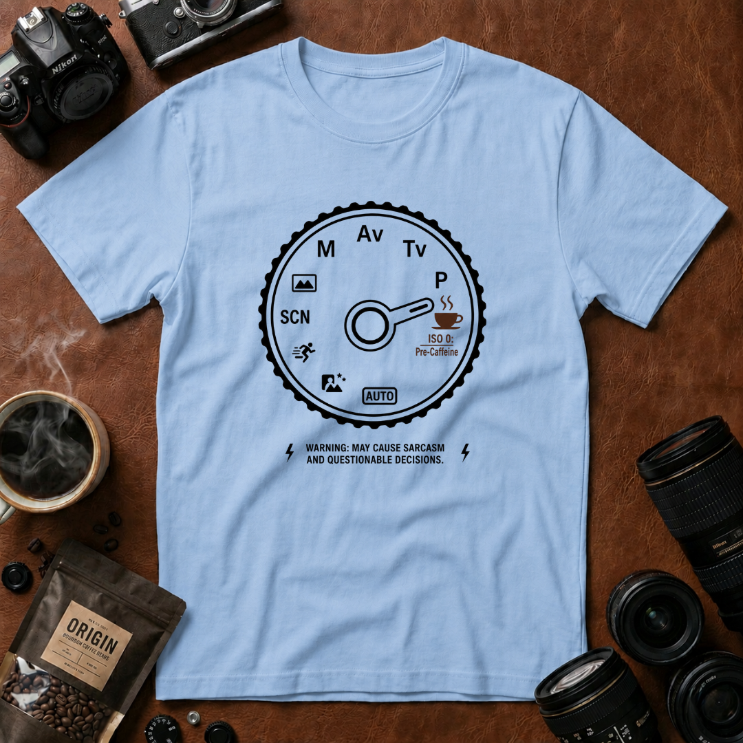 Pre-caffeine Camera Mode Dial T-shirt