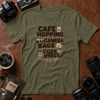 Cafe Hopping Camer Bags Cozy Vibes T-shirt